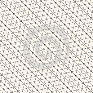 Triangular hexagonal grid vector seamless pattern. Subtle thin lines texture