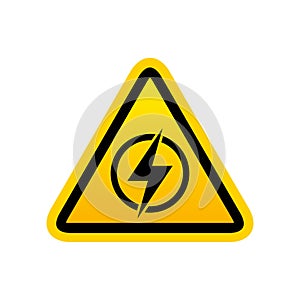 Triangular icon of electricity isolated on the white background
