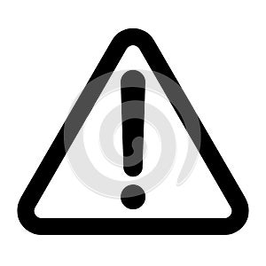 Triangular icon with exclamation mark, black symbol for danger or risk