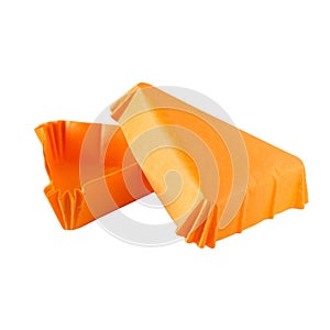 Triangular orange paper baking form for cakes