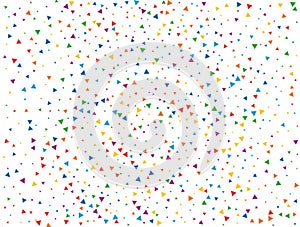 Triangular Rainbow Confetti. Rainbow glitter confetti background. Vector illustration.