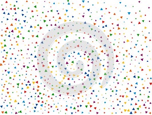 Triangular Rainbow Confetti. Rainbow glitter confetti background. Vector illustration.