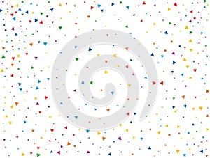 Triangular Rainbow Confetti. Rainbow glitter confetti background. Vector illustration.