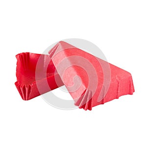 Triangular red paper baking form for cakes