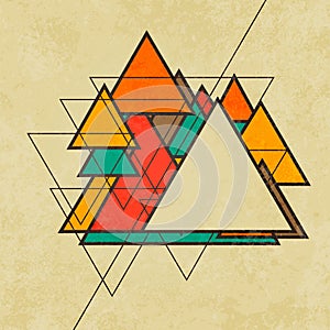 Triangular retro abstract background vector photo