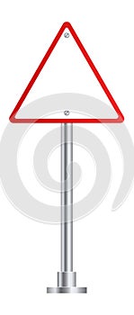 Triangular road sign. Blank red triangle warning symbol