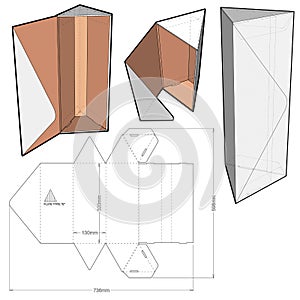 Triangular Self Assembly Packaging and Die-cut Pattern.