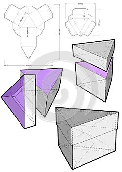 Triangular Self Assembly Packaging and Die-cut Pattern. photo