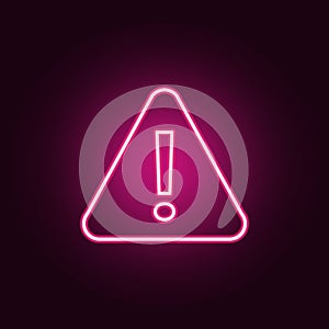 triangular sign with exclamation point neon icon. Elements of web set. Simple icon for websites, web design, mobile app, info