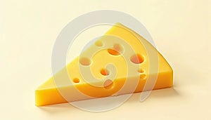 Slice of Yellow Swiss Cheese with Holes. Generative AI
