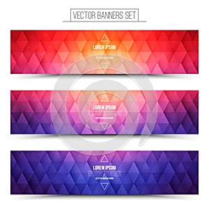 Triangular Structure Colorful Web Banners Set