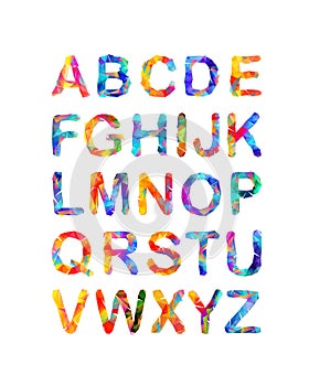 Triangular vector alphabet. Multicolored letters photo