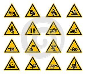 Triangular Warning Hazard Symbols labels Isolate On White Background,Vector Illustration