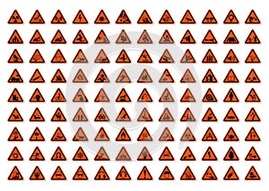 Triangular Warning Hazard Symbols labels Sign Isolate on White Background,Vector Illustration