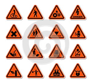 Triangular Warning Hazard Symbols labels Sign Isolate on White Background,Vector Illustration