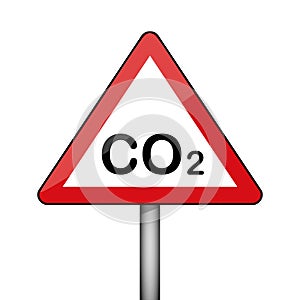 Triangular warning sign CO2 environmental pollution