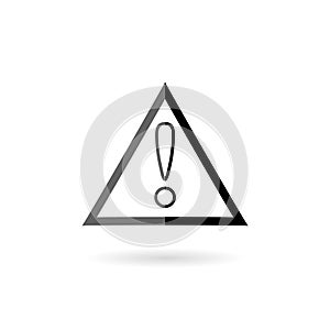 Triangular warning sign over white background