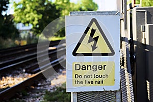 triangular yellow sign of the danger of electric shock