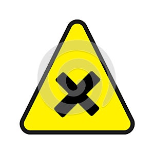 Triangular yellow Warning Hazard Symbol, vector illustration. Harmful yellow sign on a white background. Part of a