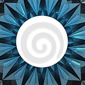 Triangulated blue snowflake circle frame wallpaper