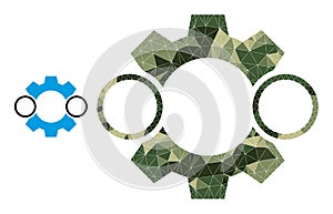 Triangulated Mosaic Nanobot Icon in Khaki Army Color Hues