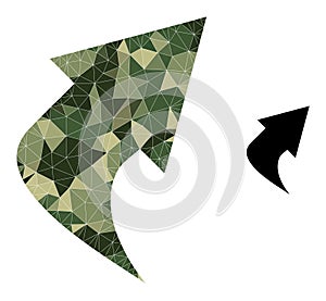 Triangulated Mosaic Upload Arrow Icon in Khaki Army Color Hues