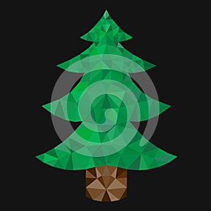 Triangulation of a fun Christmas tree on a black background