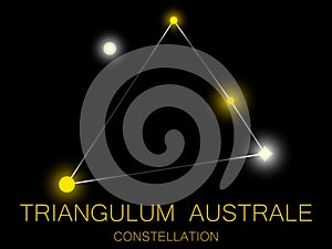 Triangulum Australe constellation. Bright yellow stars in the night sky. A cluster of stars in deep space, the universe. Vector photo