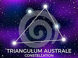 Triangulum Australe constellation. Starry night sky. Cluster of stars and galaxies. Deep space. Vector photo