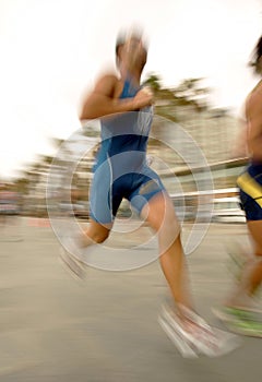 Triathlete running photo