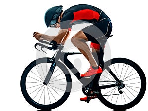 Triathlete triathlon Cyclist cycling silhouette isolated white b photo