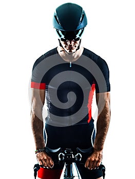 Triathlete triathlon Cyclist cycling silhouette isolated white b