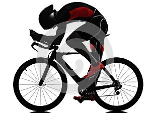 Triathlete triathlon Cyclist cycling silhouette isolated white background