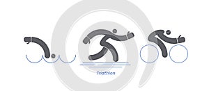 Triathlon activity vector sport bike. Logo run swim runner.Icons - swimming, running, bike. Sports pictogram set. Isolated  logo b