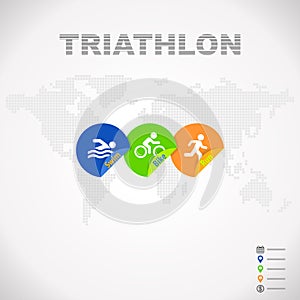 Triathlon fitness symbol infographic