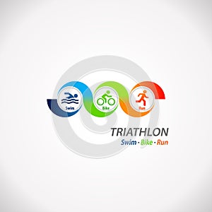 Triathlon fitness symbol infographic