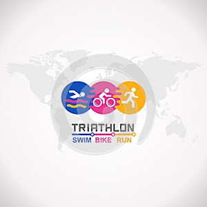 Triathlon fitness symbol infographic