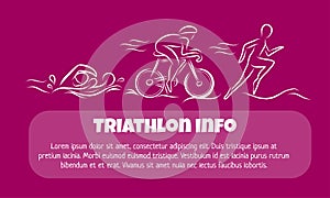 Triathlon hand drawn outline icons set for sport event or marathon or competition or triathlon team or club materials