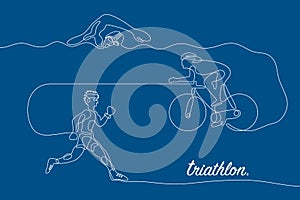 Triathlon. Linear line graphic.