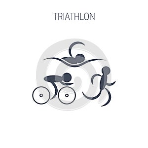 Triathlon symbol - running, swimming and cycling men. photo