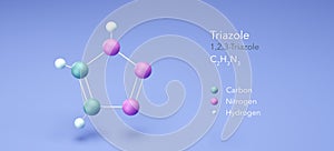 triazole molecule, molecular structures, 1,2,3-Triazole, 3d model, Structural Chemical Formula and Atoms with Color Coding