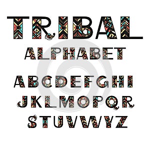 Tribal Alphabet. Capital letters in ethnic style