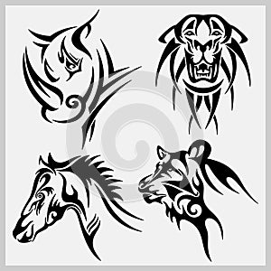 Tribal Animal Mascots Set, Vector Illustration Characters