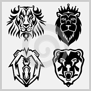 Tribal Animal Mascots Set, Vector Illustration Characters