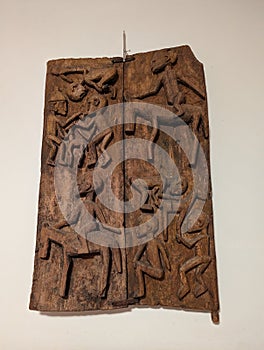 tribal art, africa Senufo granary door depicting life scenes