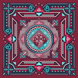 Tribal art Bandana print. Ethnic geometric print.