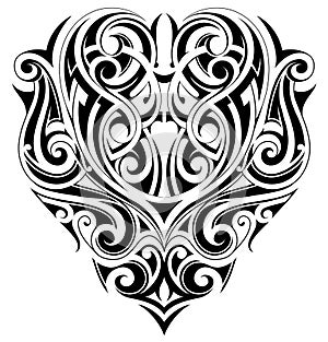 Tribal art heart shape tattoo