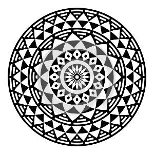 Tribal aztec geometric pattern or print in circle