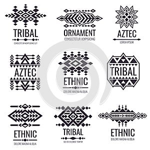 Tribal aztec vector pattern. Indian graphics for tattoo designs