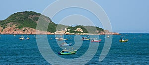 Tribal boats on beautiful beach